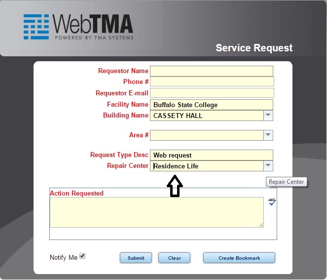 Screen shot of TMA system